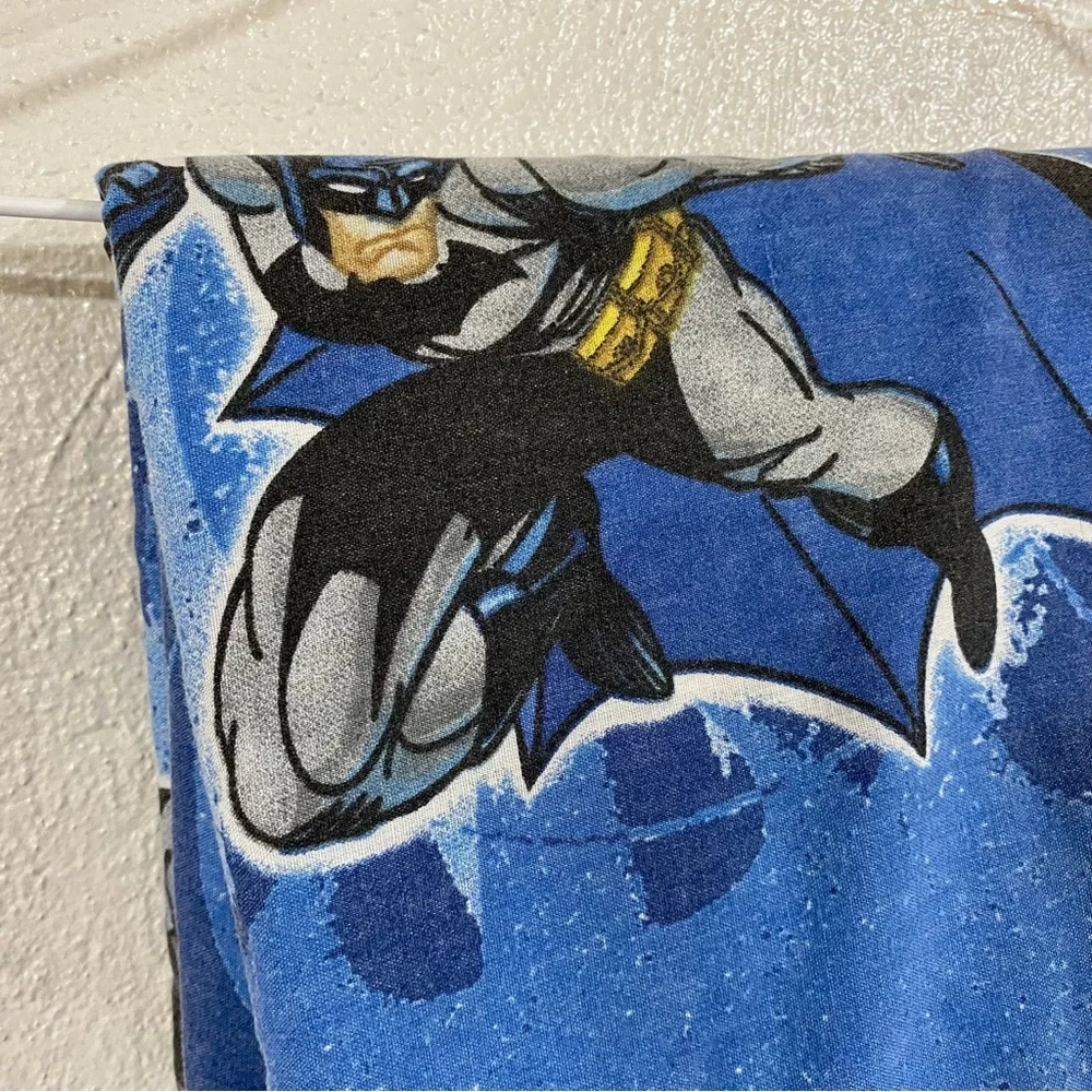 Vintage DC Comics BATMAN Flat Full Sheet Bedding Blue Franco